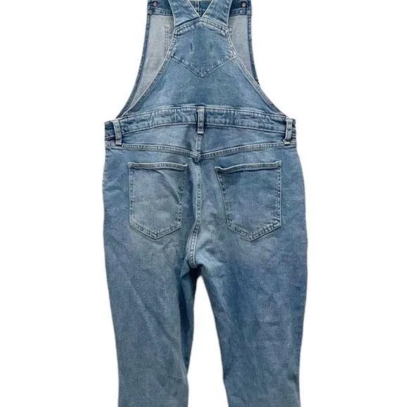 Old Navy Women's Bib Overalls Size 10 Light Wash Distressed Side Zip - Picture 4 of 10